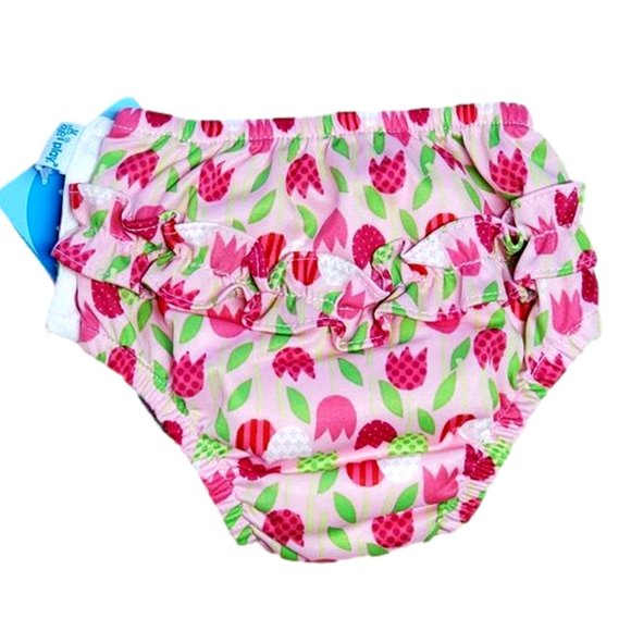 iPlay Reusable Absorber Swimsuit Diaper - 24 Months - Pink with Tulips - New - Picture 2 of 7